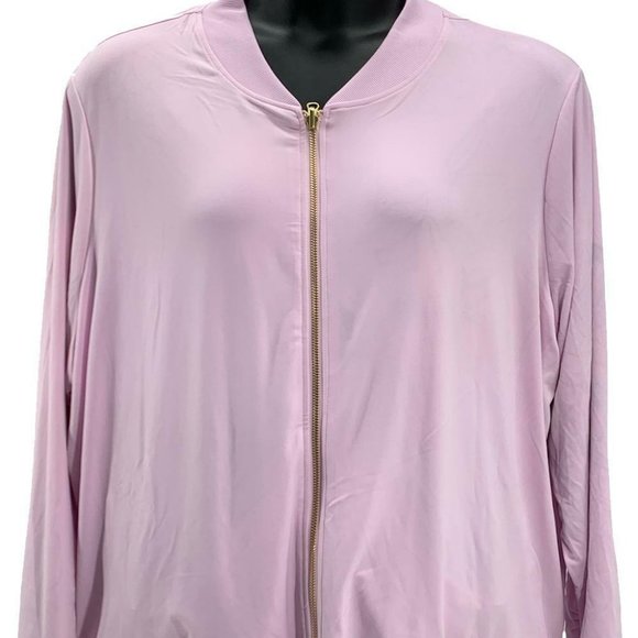 NWT IMAN GLOBAL CHIC REVERSIBLE STRETCH KNIT BOMBER JACKET PALE LILAC XS - Picture 5 of 10